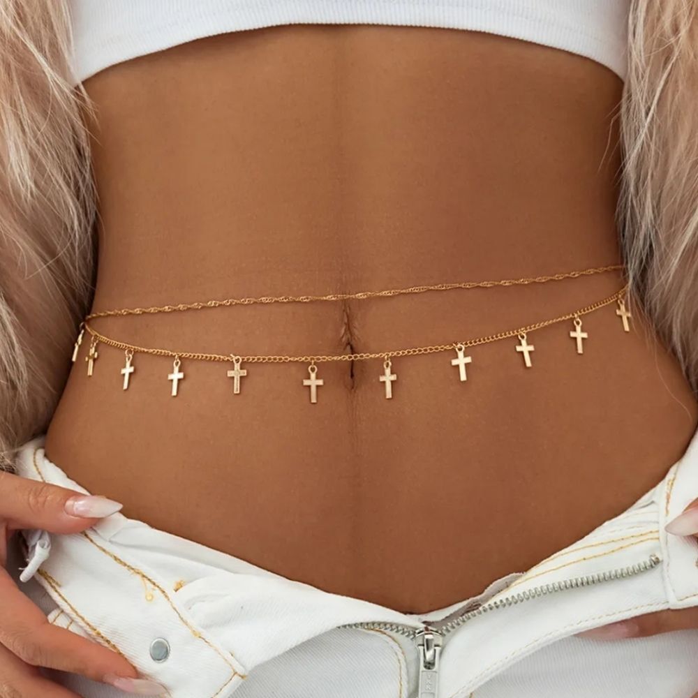 NWOT Gold Cross Waist Chain